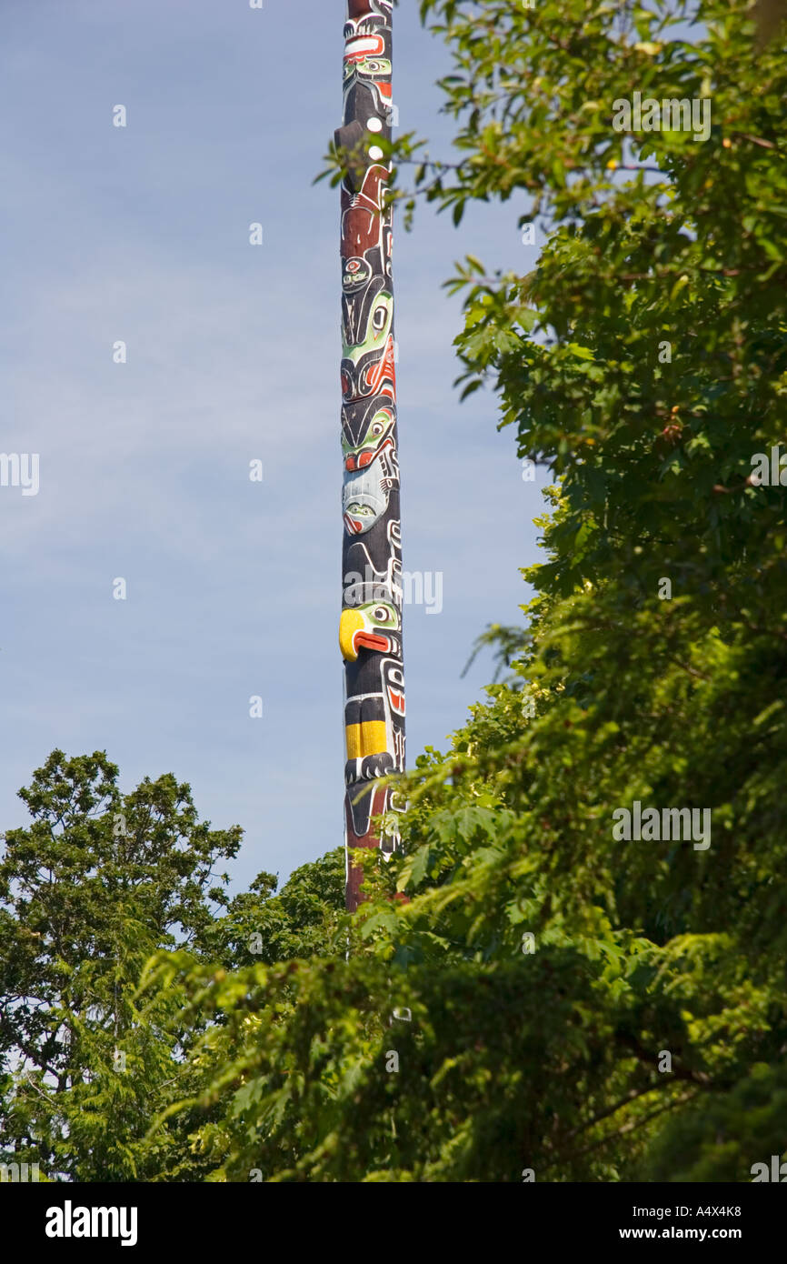 Höchste Totempfahl der Welt - 1956, Beacon Hill Park, Victoria, Vancouver Island, British Columbia, Kanada Stockfoto