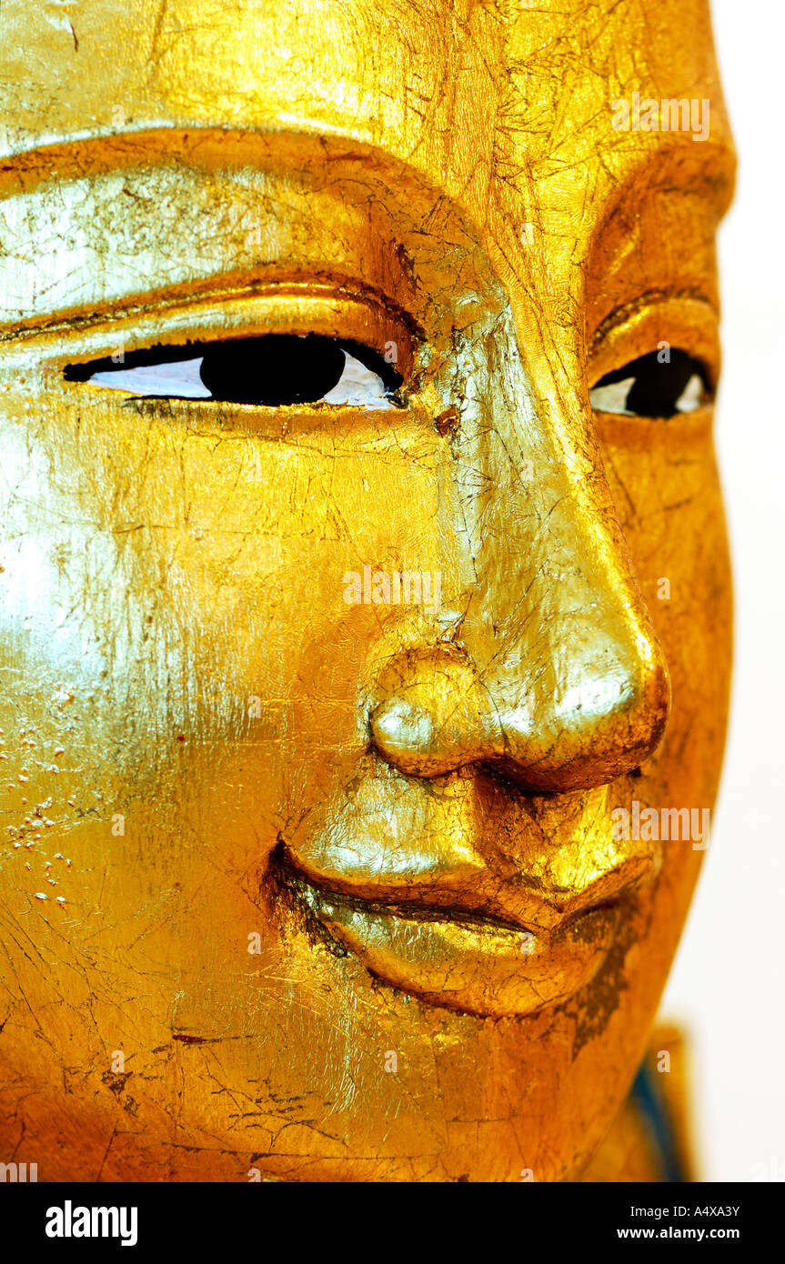 Gesicht einer Buddha-Statue, detail Stockfoto
