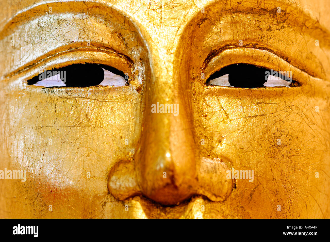 Gesicht einer Buddha-Statue, detail Stockfoto