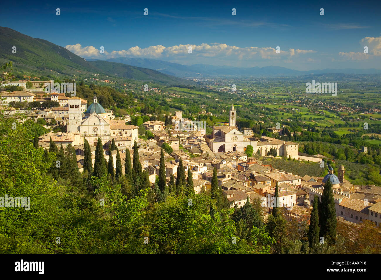 Blick über Stadt von Assisi Umbrien Italien Europa Stockfoto