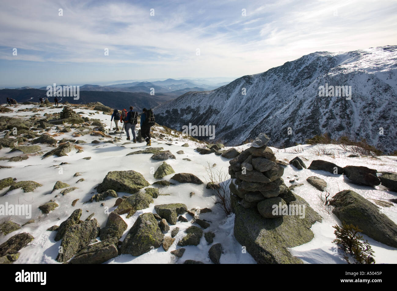 Winterwandern in der Nähe von Lion Head auf Mount Washington in New Hampshire USA Stockfoto
