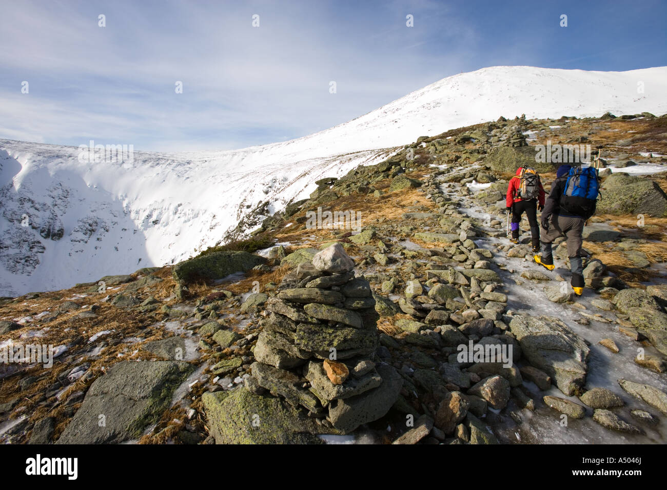 Winterwandern in der Nähe von Lion Head auf Mount Washington in New Hampshire USA Stockfoto