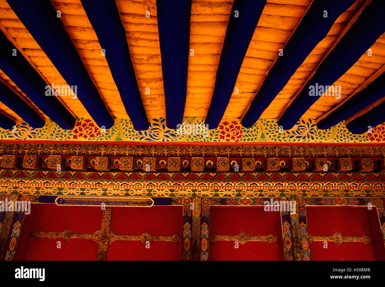 Tür-Sturz, Hof, Terrasse, Potala-Palast, Stadt Lhasa, Lhasa, Tibet, China, Asien Stockfoto