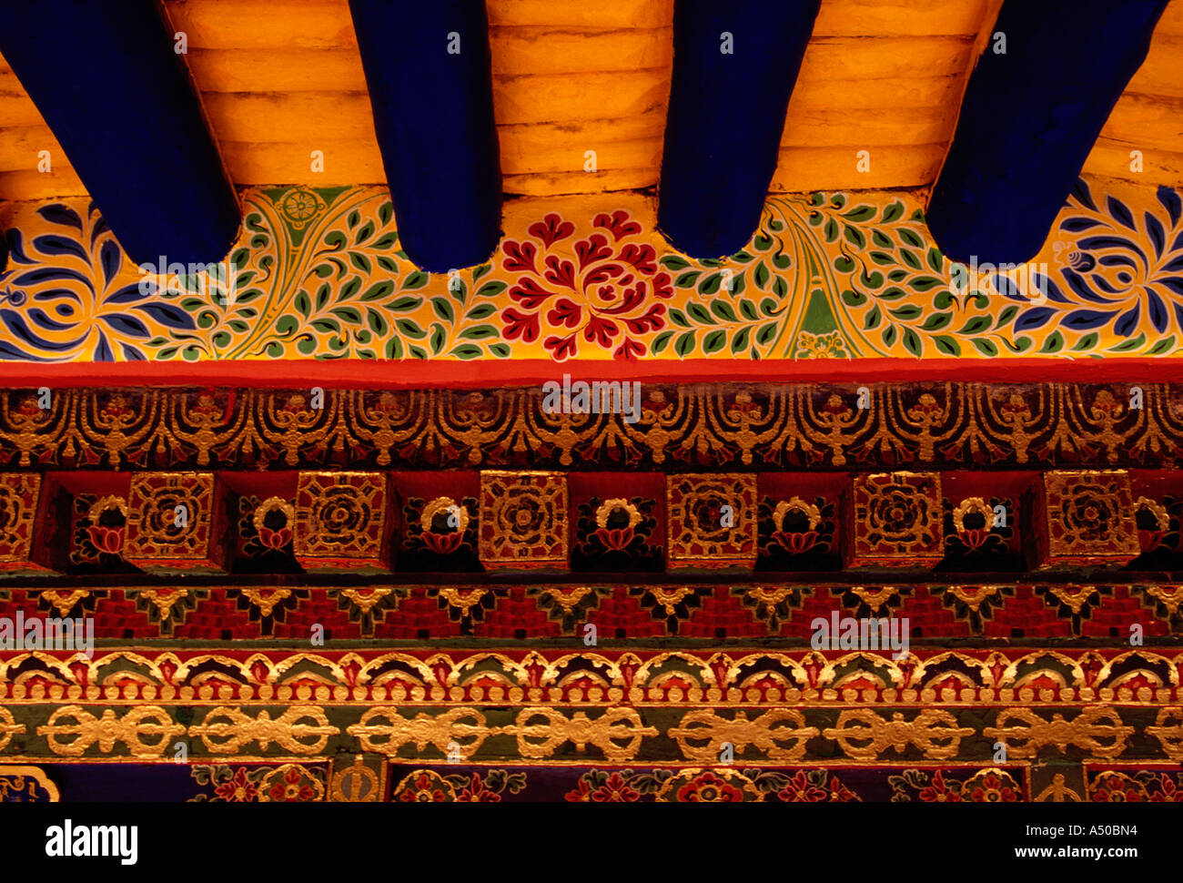 Tür-Sturz, Hof, Terrasse, Potala-Palast, Stadt Lhasa, Lhasa, Tibet, China, Asien Stockfoto