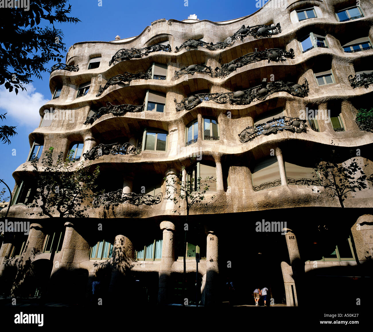 Gaudis Casa Mila Barcelona Spanien Stockfoto