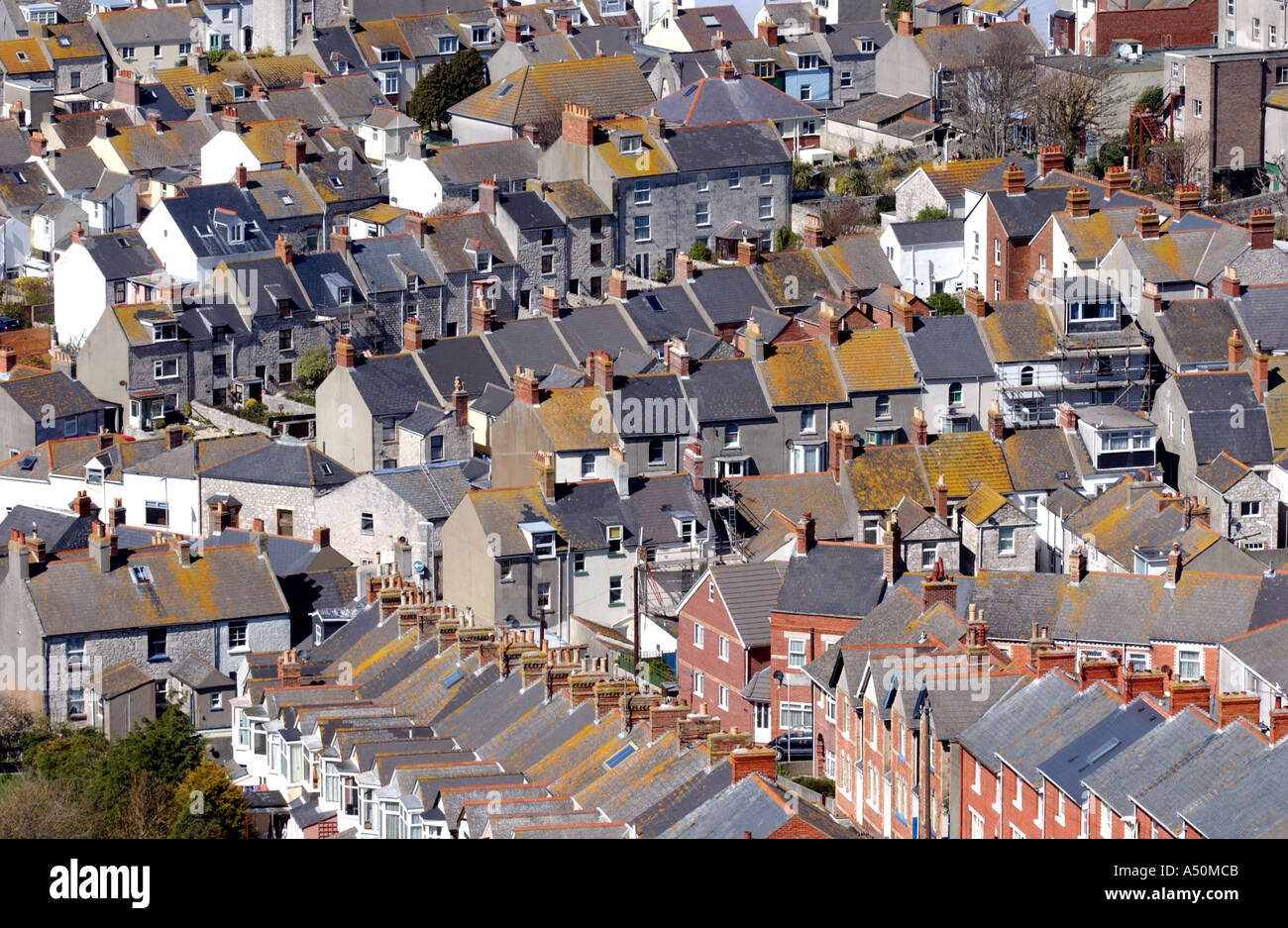 Reihen von Dächern im südlichsten auf Portland in Großbritannien UK Stockfoto