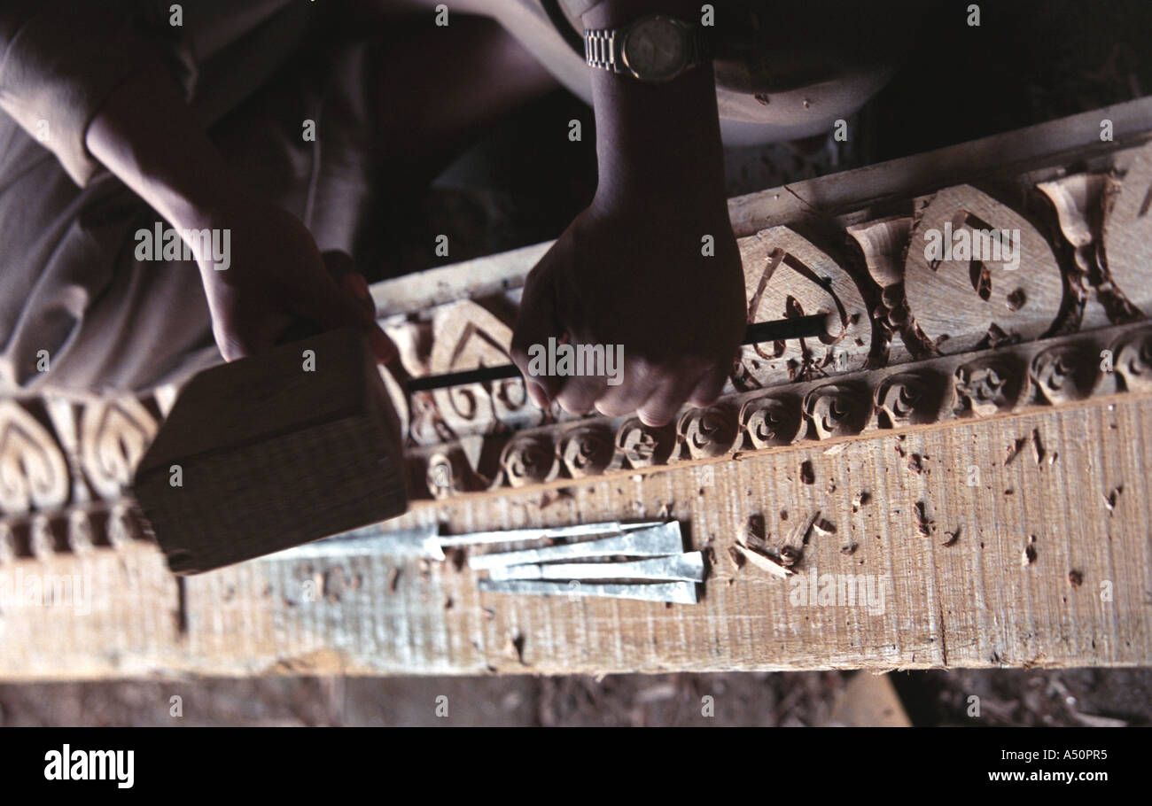 Traditionelle Holzschnitzer Kathmandu Stockfoto