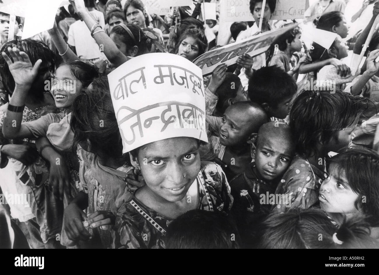 Kinder bei einem Protest Neu-Delhi Stockfoto