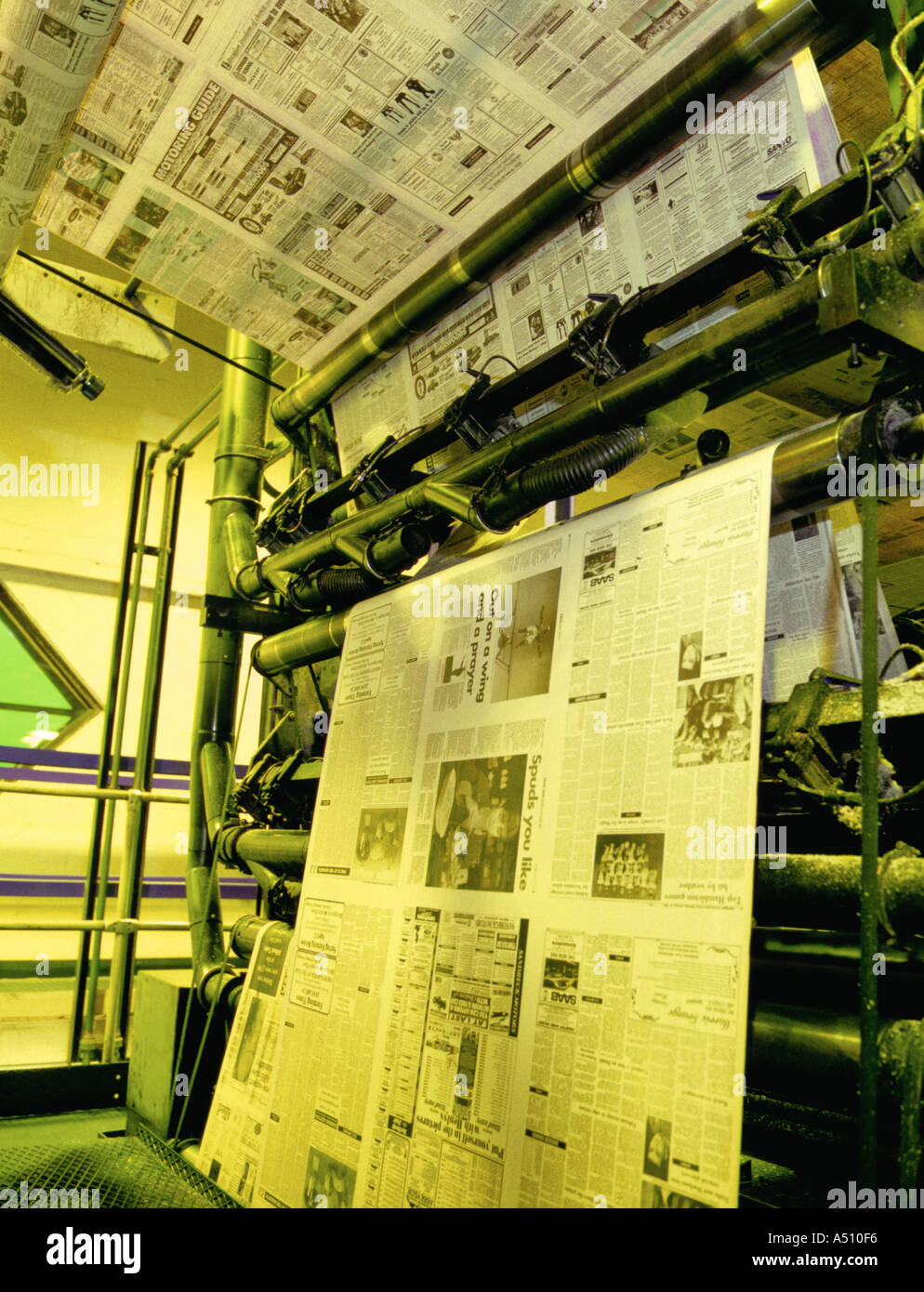 Teil einer Zeitung-Druckmaschine Stockfoto