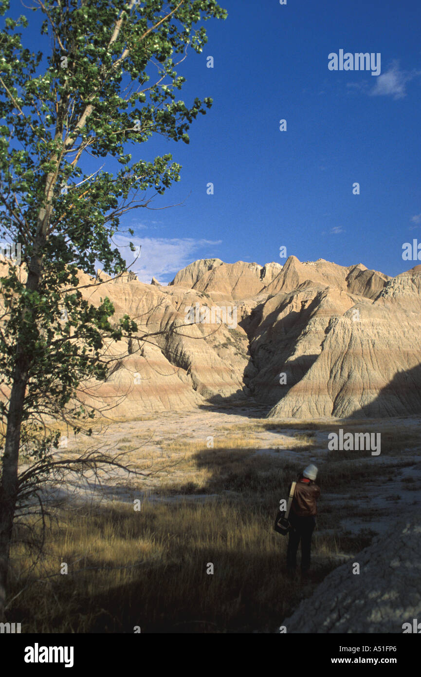 South Dakota Badlands National Park Scenic Loop Road erodiert Buttes Turmspitzen geologische Formationen Stockfoto