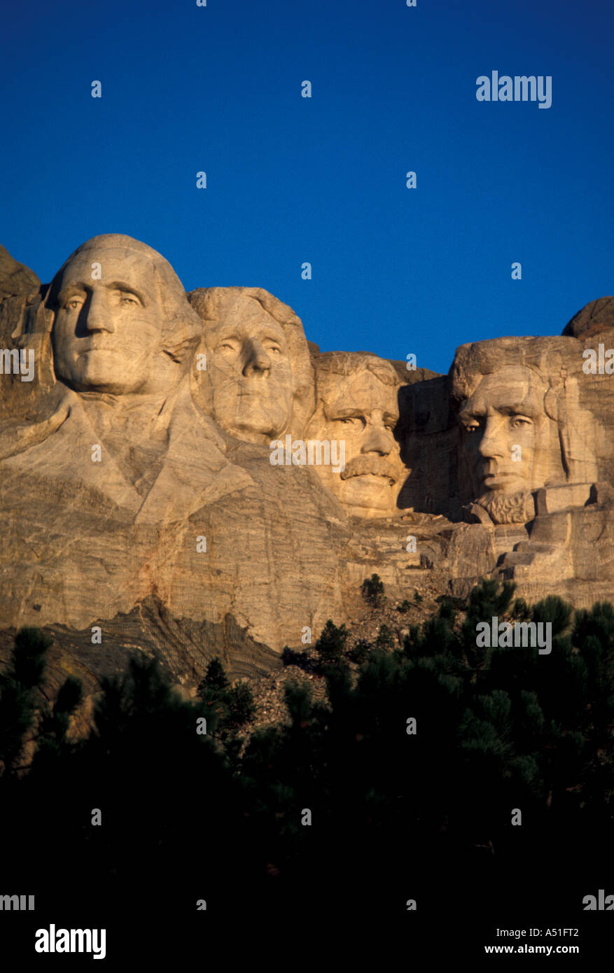 South Dakota Mount Rushmore National Memorial ikonische Bild amerikanischen Präsidenten frühen Morgenlicht Stockfoto