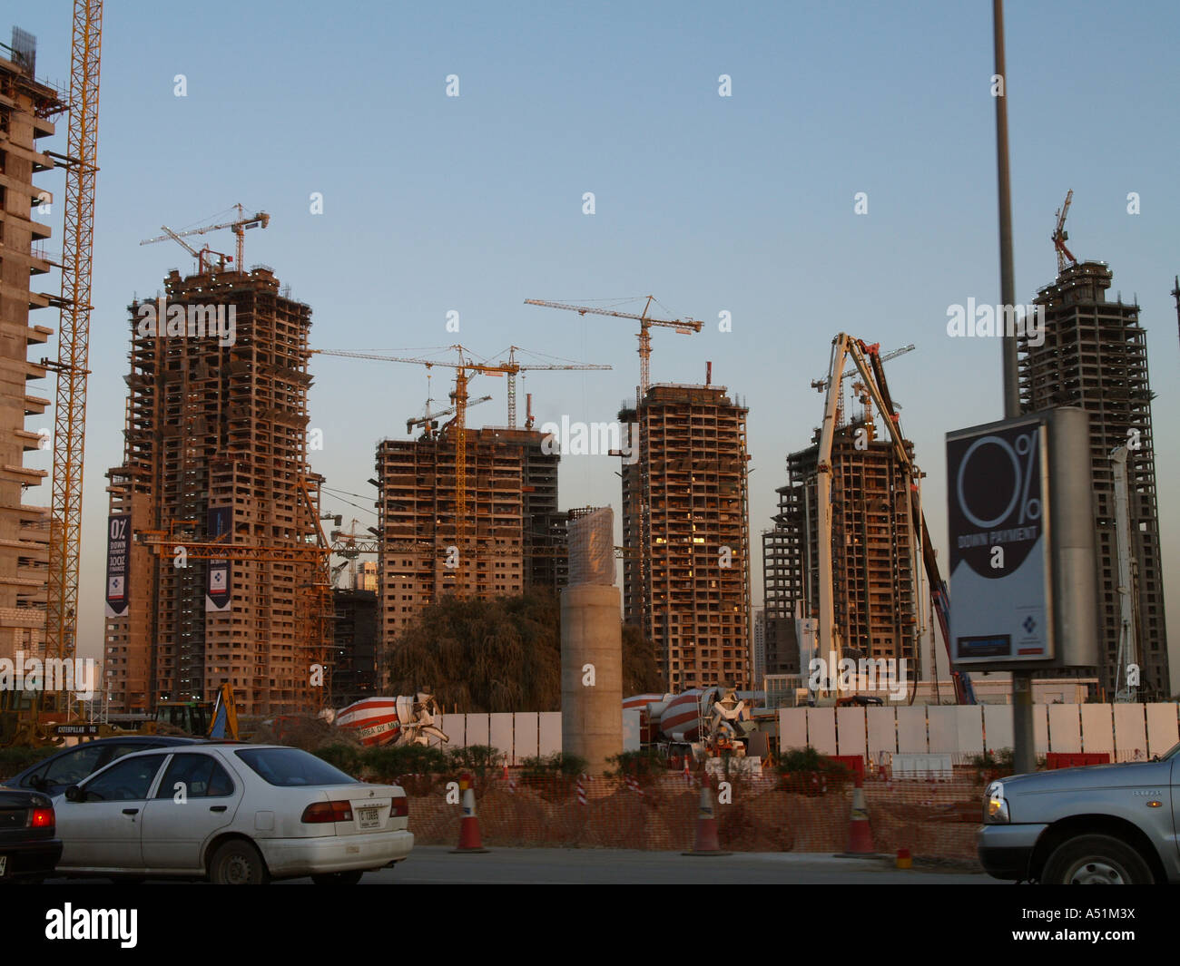 Dubai, Baustelle rund um den Burj Dubai Stockfoto