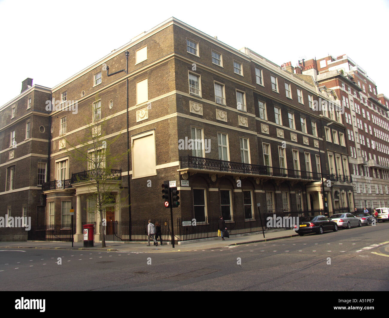 Londoner Portman Square Montague Familie Haus an der Ecke des Platzes Stockfoto