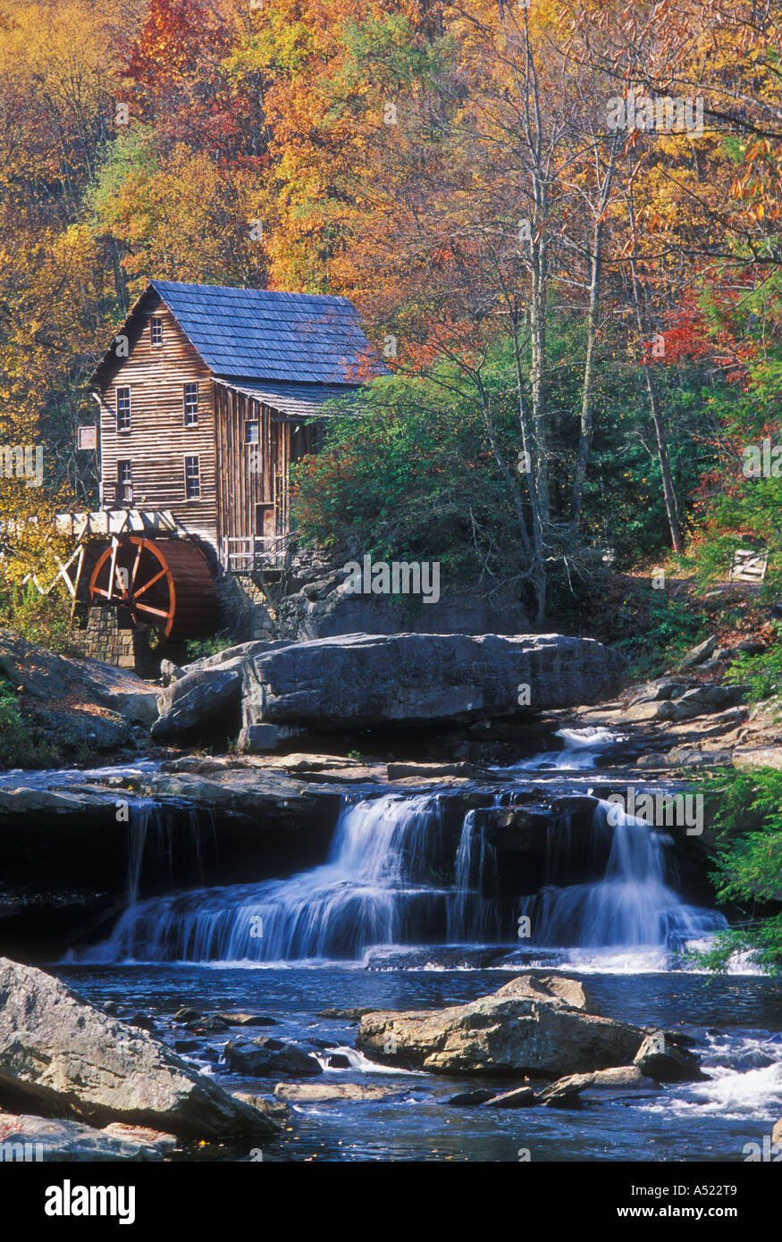 Glade Creek Grist Mill Herbst Farbe Babcock State Park West Virginia Stockfoto
