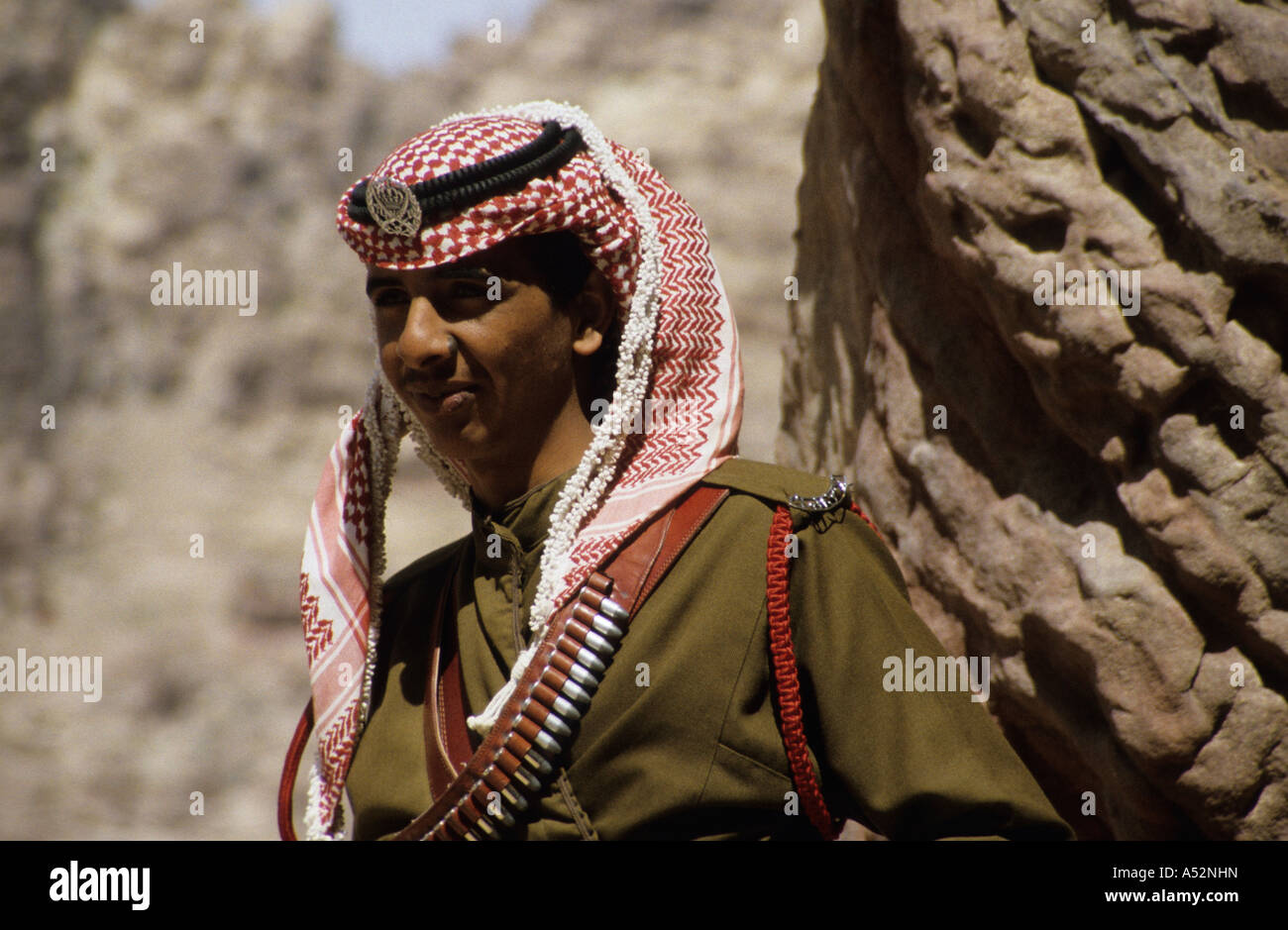 Jordanien-Local Caption Petra Armee Uniformierte Wächter Stockfoto