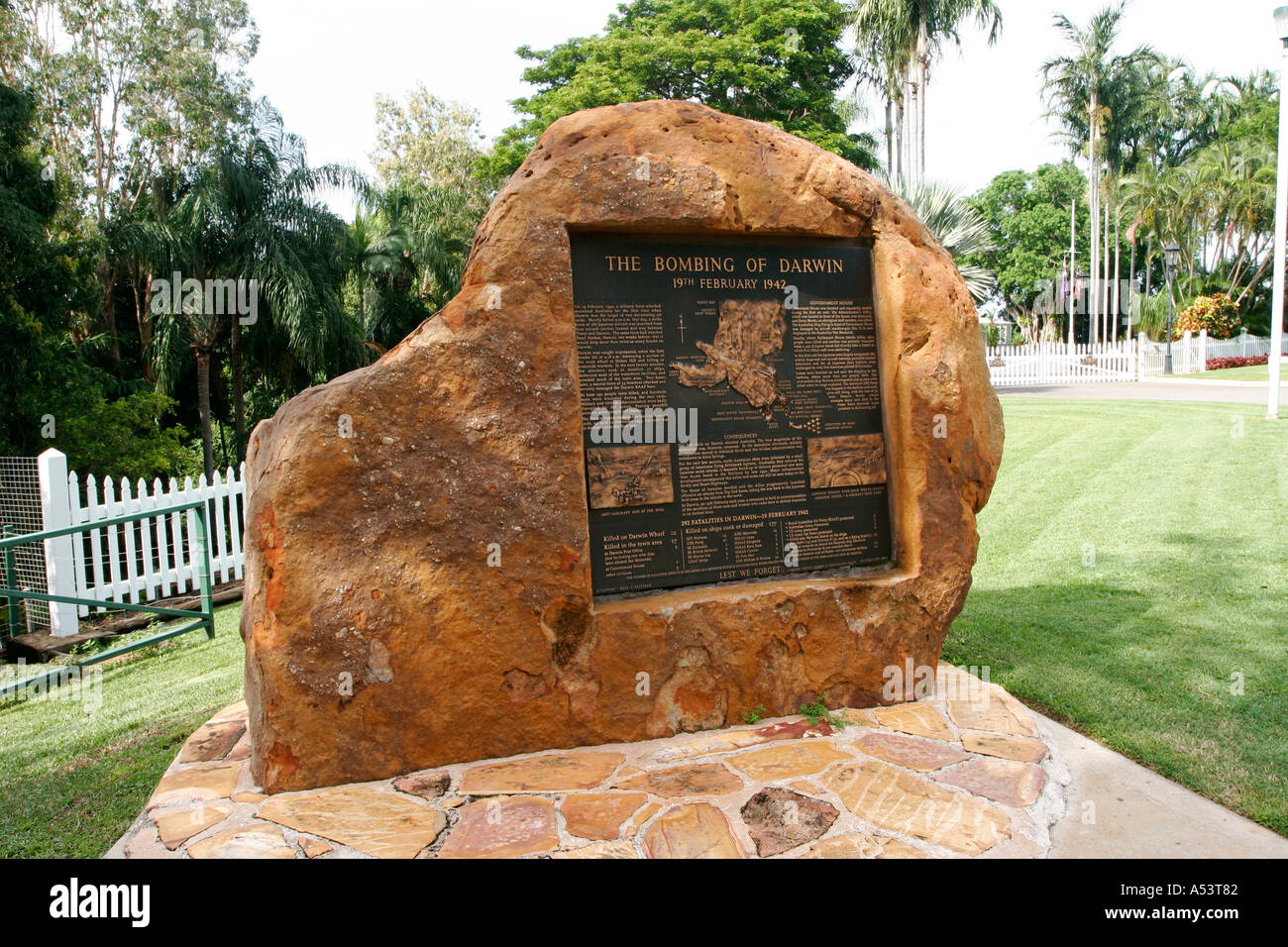 Denkmal zur Erinnerung an die Bombardierung von Darwin Australien am 19. Februar 1942 Stockfoto
