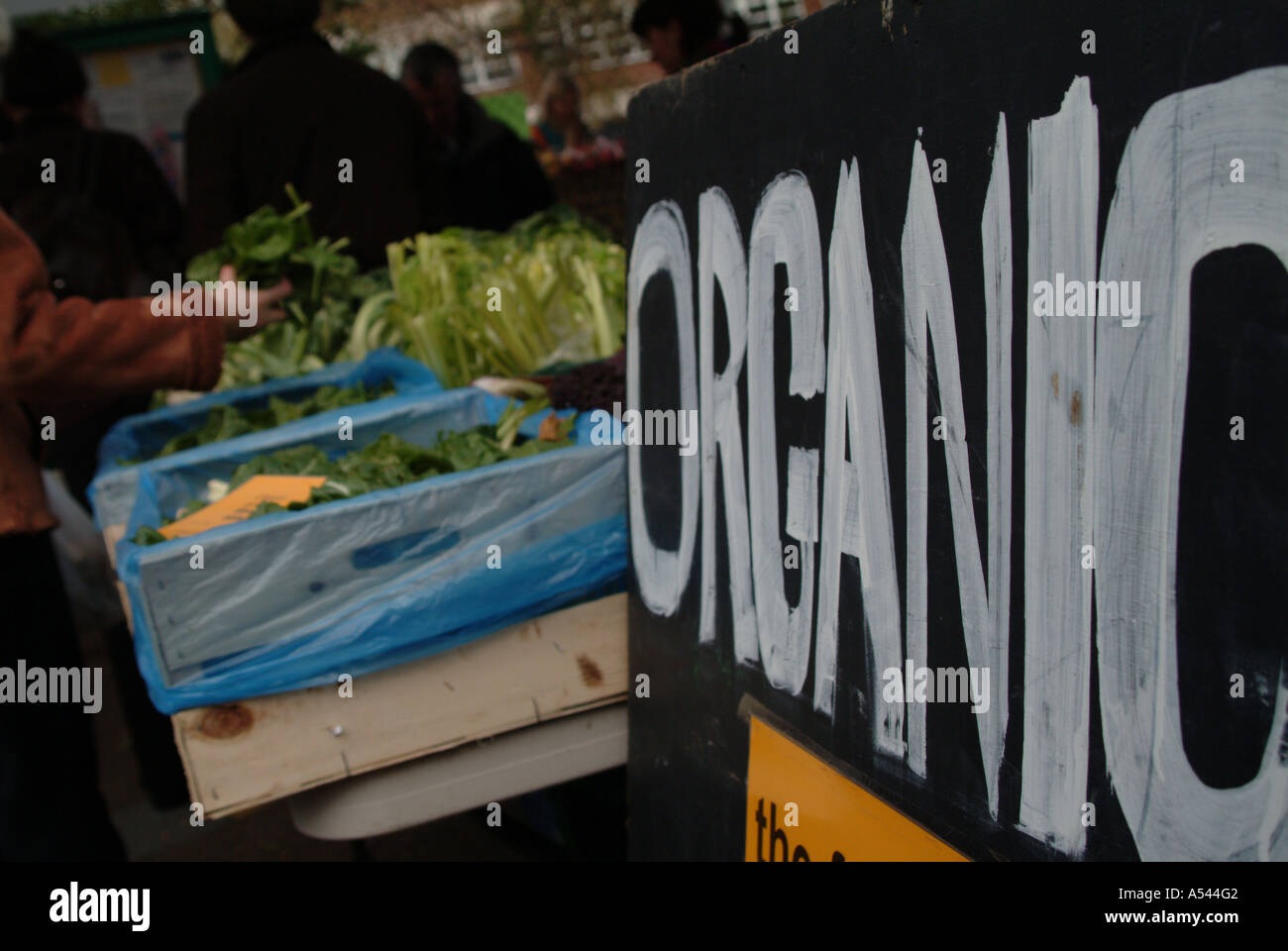 Bio-Produkte und Gemüse auf Farmers Market stall Stockfoto