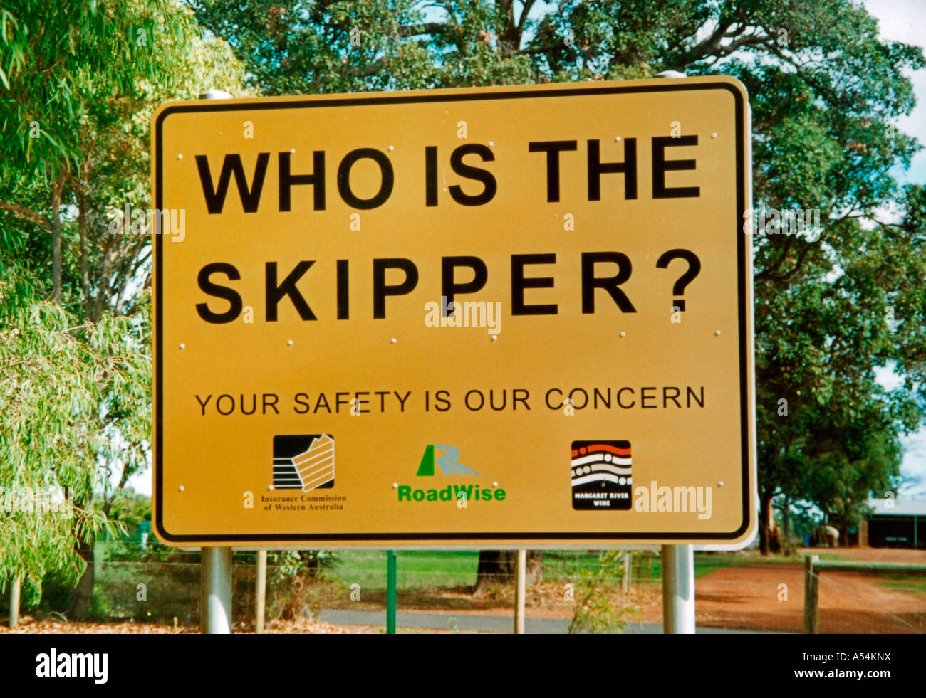 Anti-Getränke-Drive-Zeichen, Margaret River, Western Australia Stockfoto