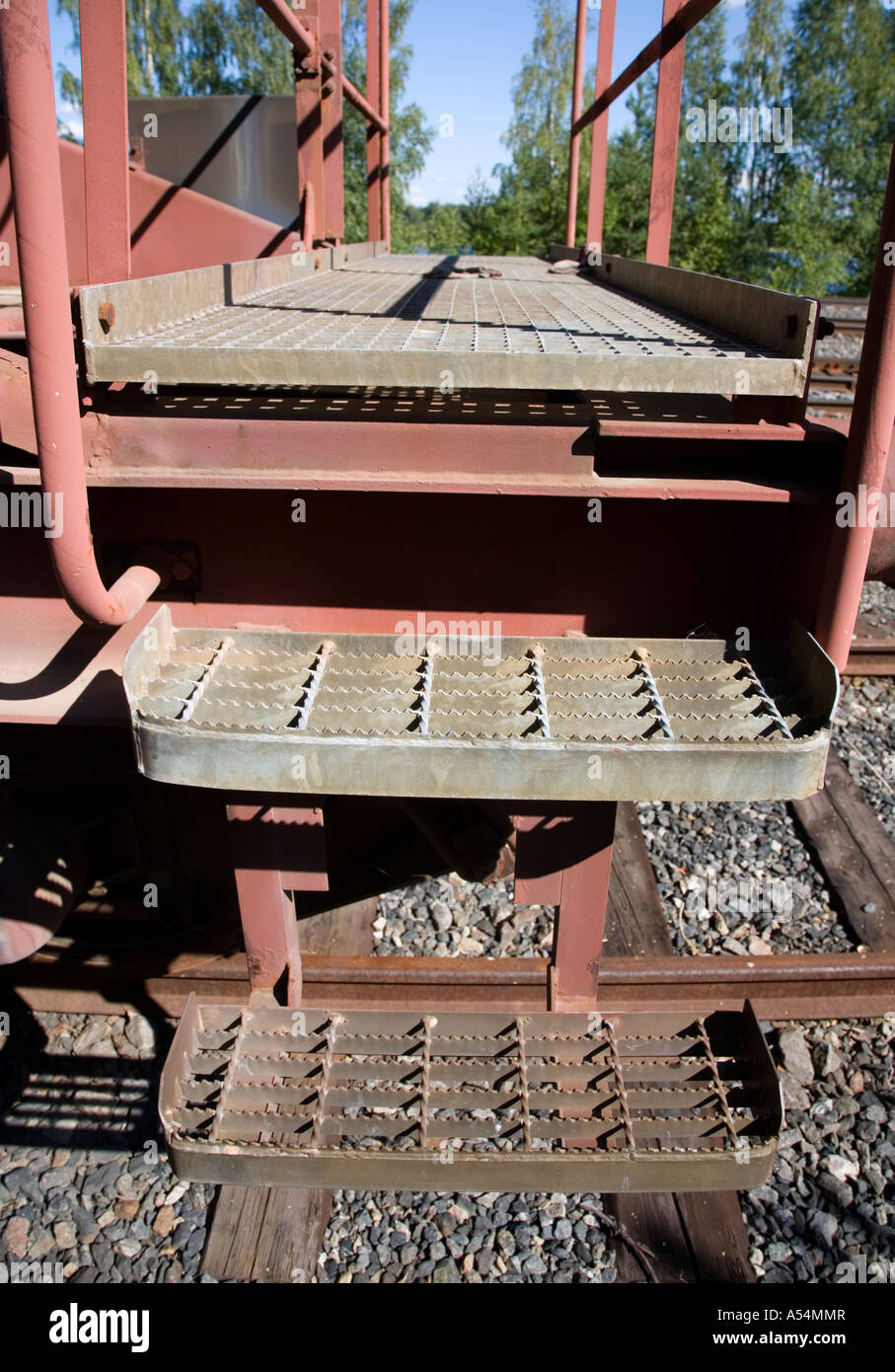 Eisentreppe auf einen Waggon Stockfoto