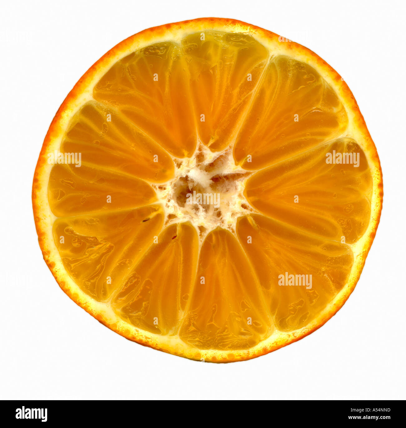 Eine Clementine aufgeschnitten Stockfoto