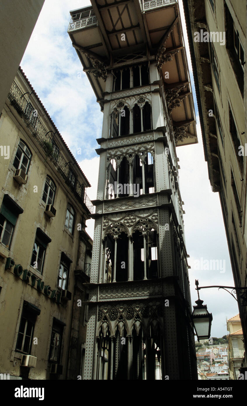 Elevador de Santa Justa oder Santa Justa Aufzug in Lissabon Portgal Stockfoto