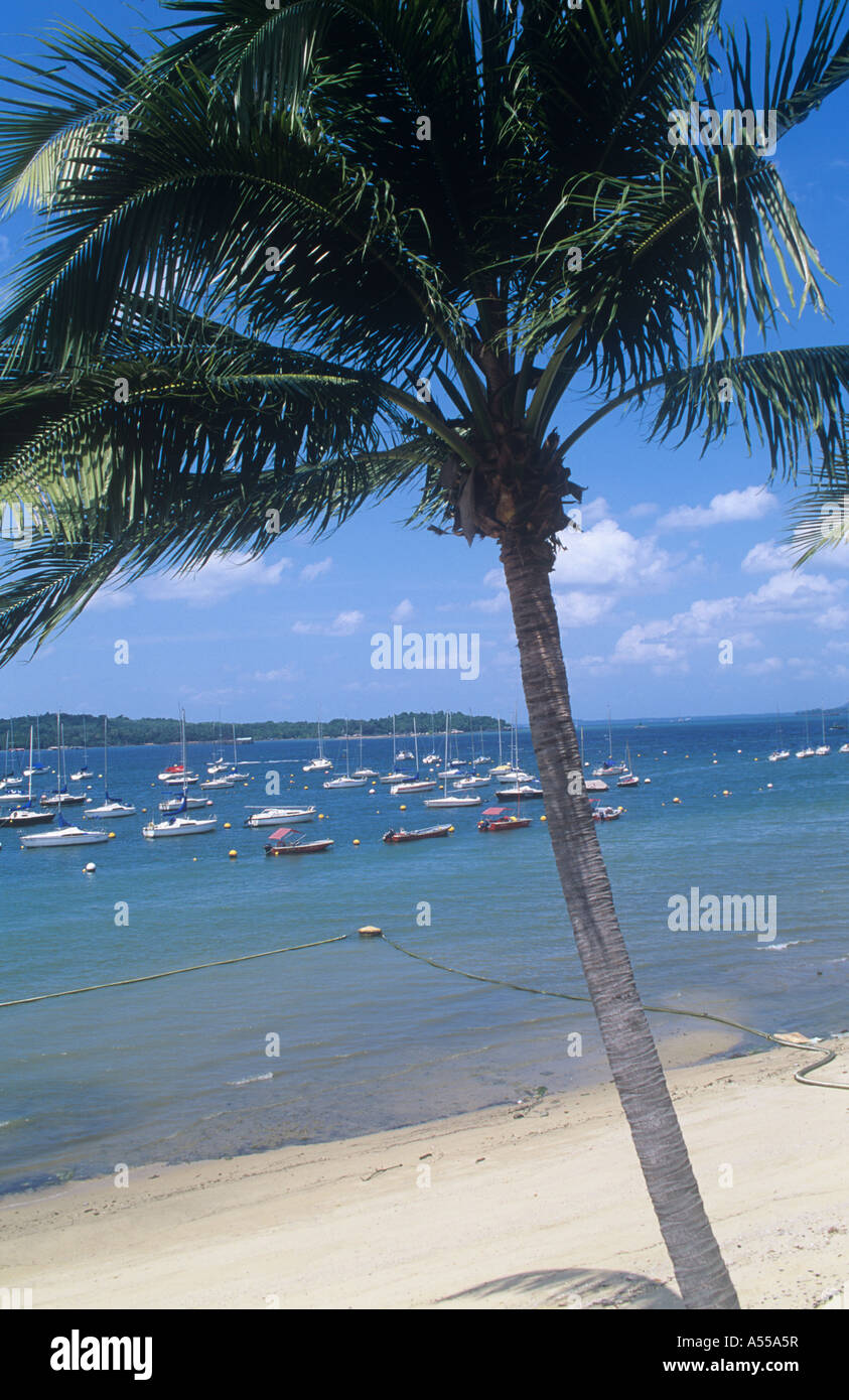 Blick auf die Meerenge von Changi Sailing Club, Singapur Stockfoto