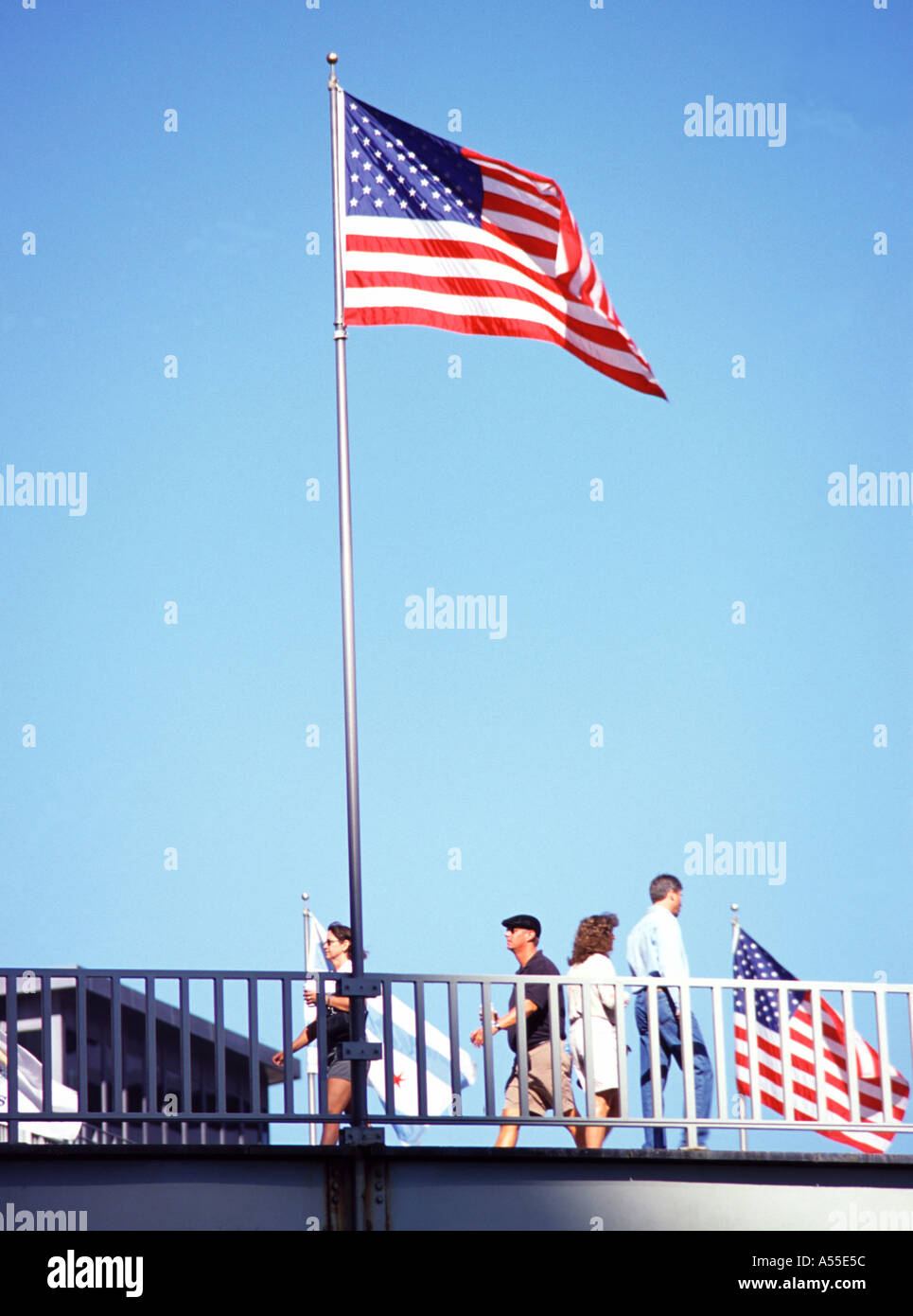 Chicago Illinois USA amerikanische Flagge auf der Michigan Avenue Stockfoto
