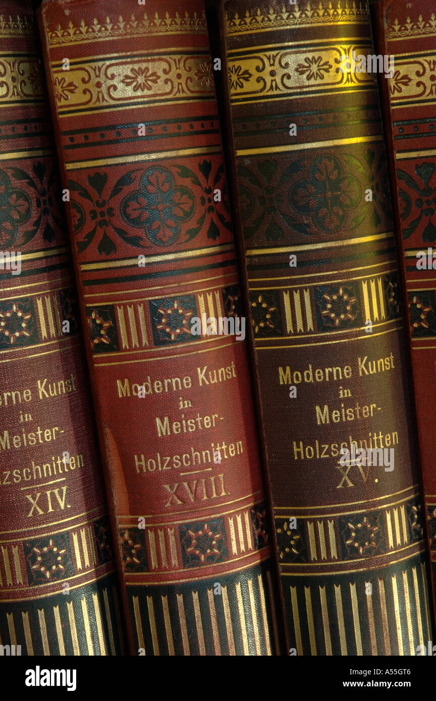 Alte Kunst Bände moderne Kunst in Meister-Holzschnitten von Anfang des 20. Jahrhunderts Stockfoto