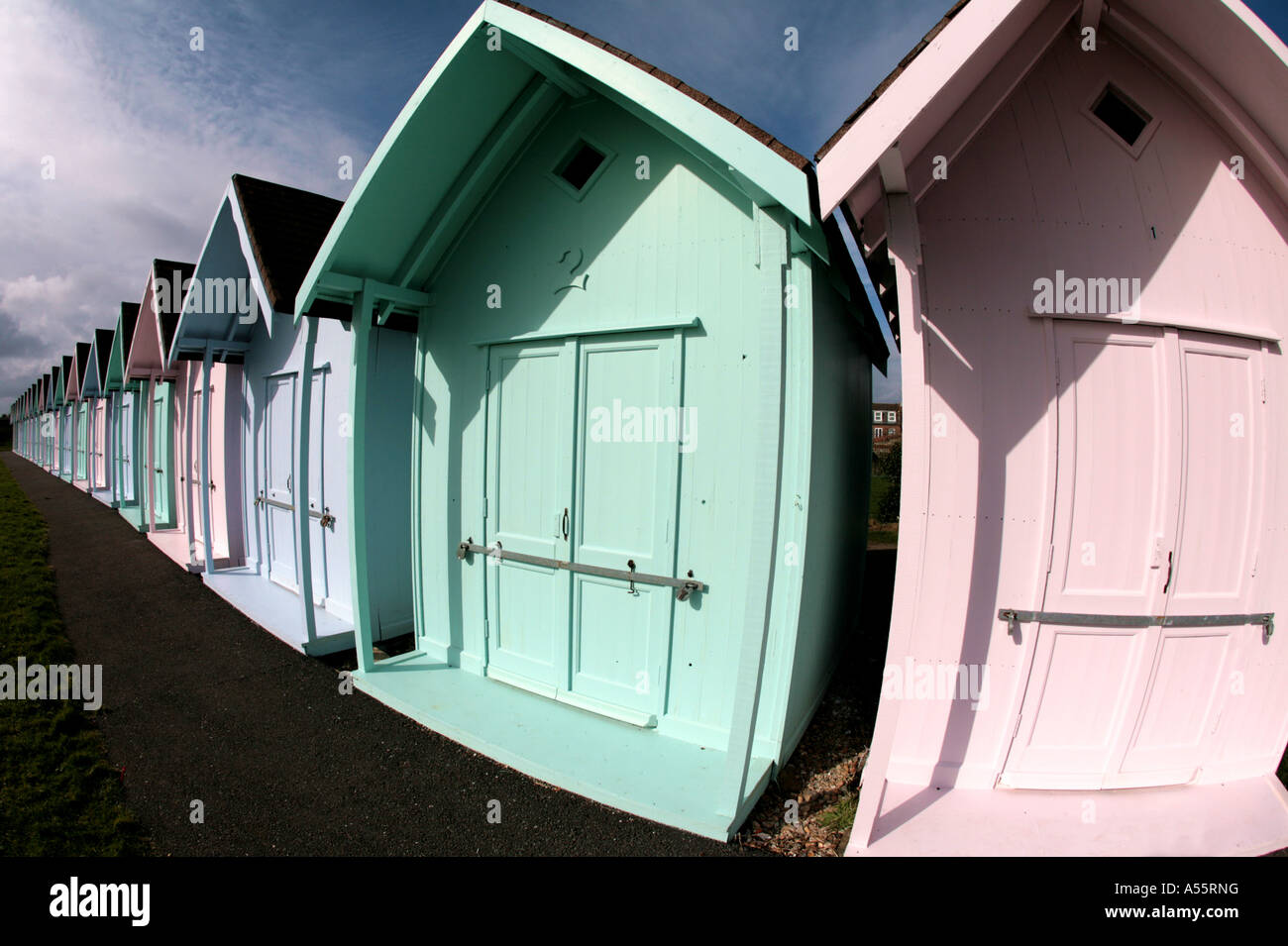 Strandhütten in Southsea, Portsmouth Stockfoto