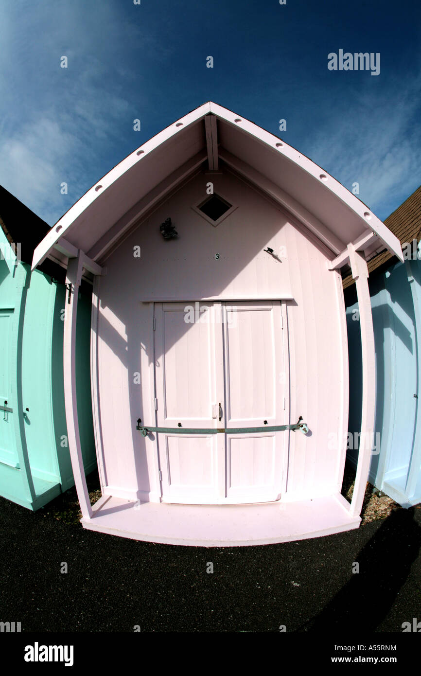 Strandhütten in Southsea, Portsmouth Stockfoto