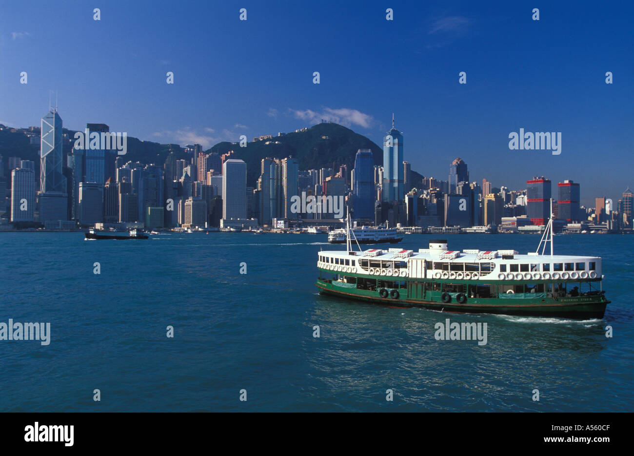Die Skyline von Kowloon Star Ferry Hong King China Stockfoto