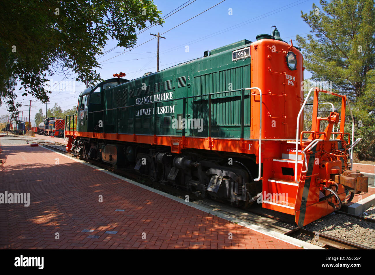 Züge auf der Orange Empire Railway Museum Perris Riverside County Kalifornien Vereinigte Staaten Stockfoto