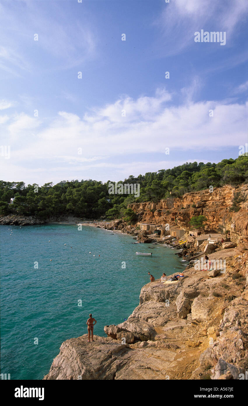 Ibiza Cala Salada in der Nähe von Sant Antoni Stockfoto