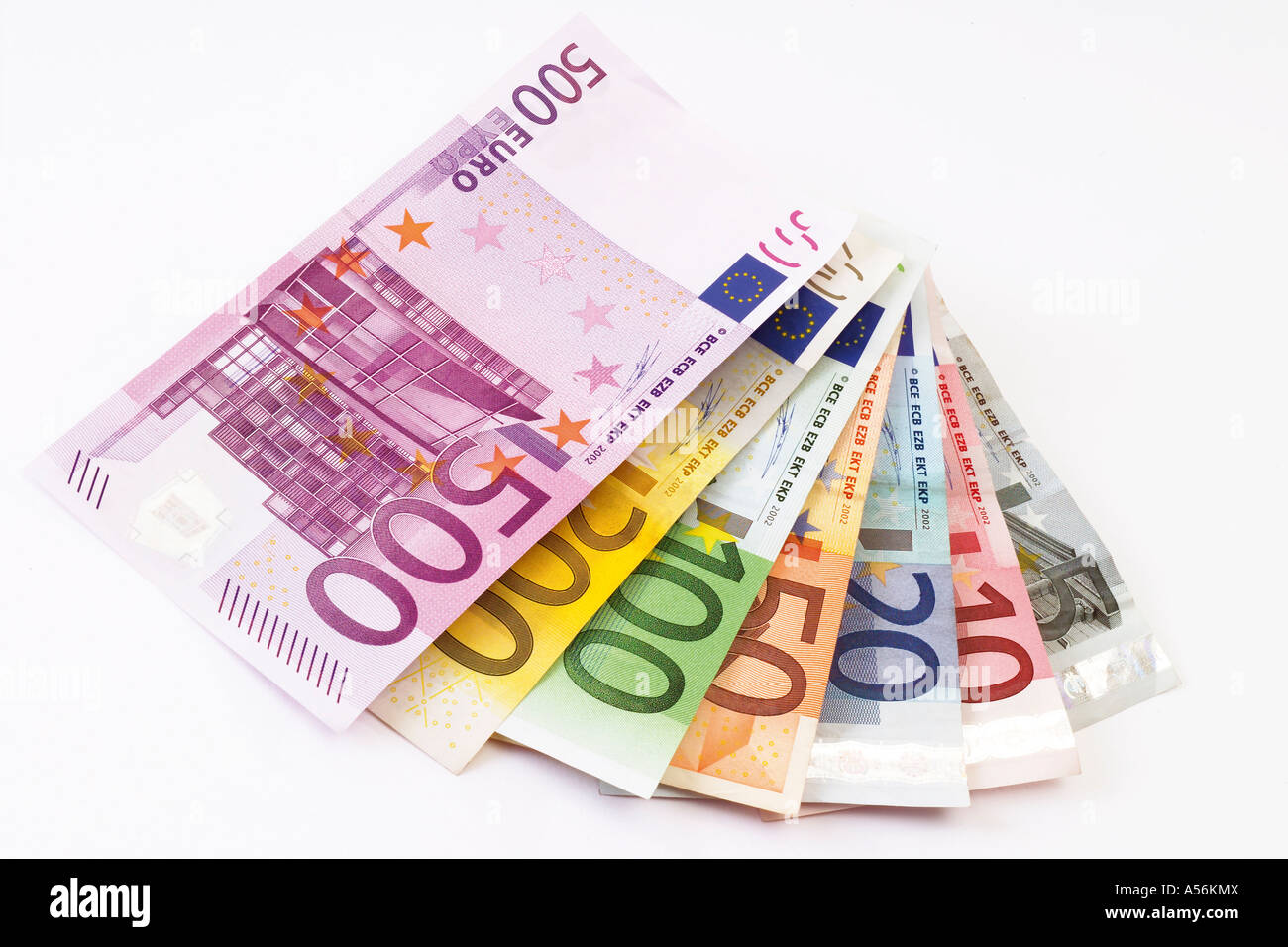 Aufgefächerten Euro-Banknoten Stockfoto