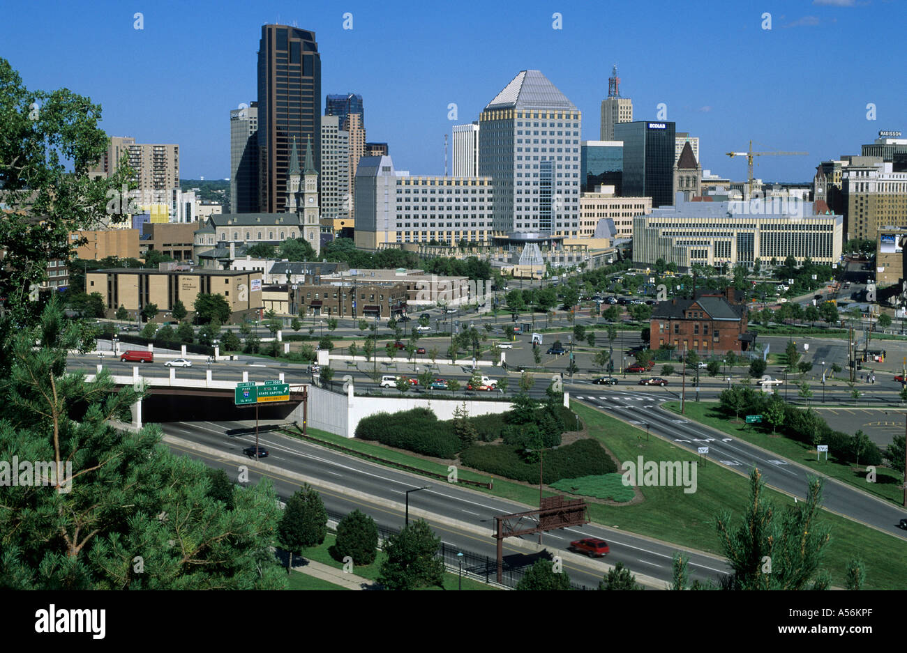 Ansicht der Innenstadt von Minneapolis, Minnesota, USA Stockfoto
