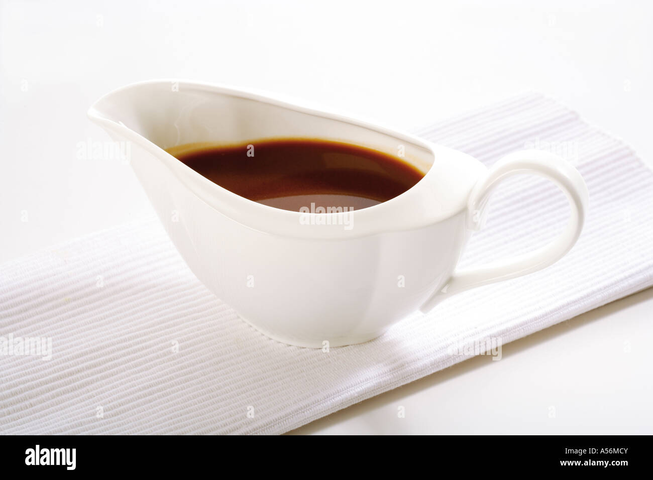 Sauciere mit Fleischsaft, erhöhten Blick Stockfoto