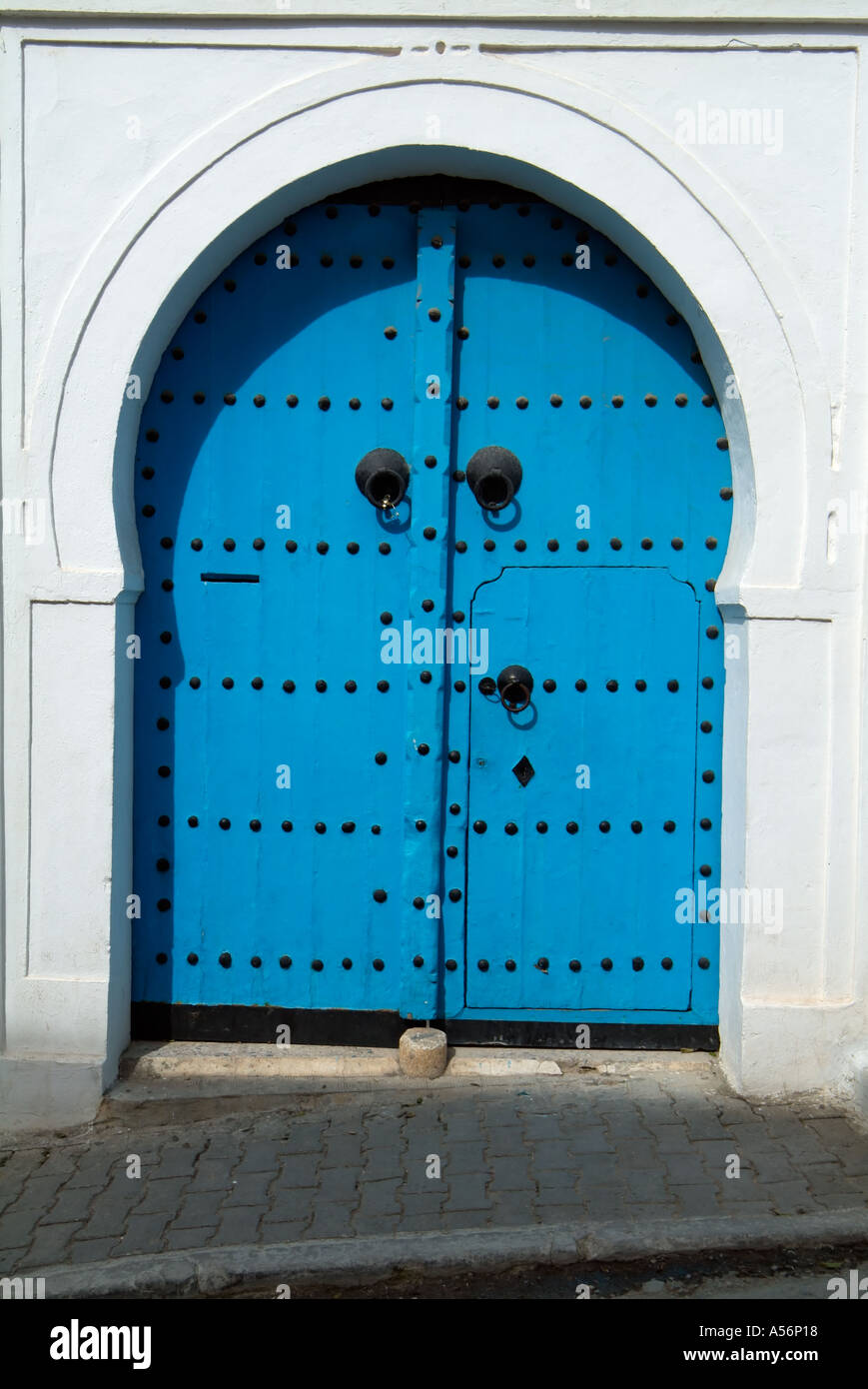 Traditionelle Tür, Sidi Bou Said, in der Nähe von Tunis, Tunesien Stockfoto