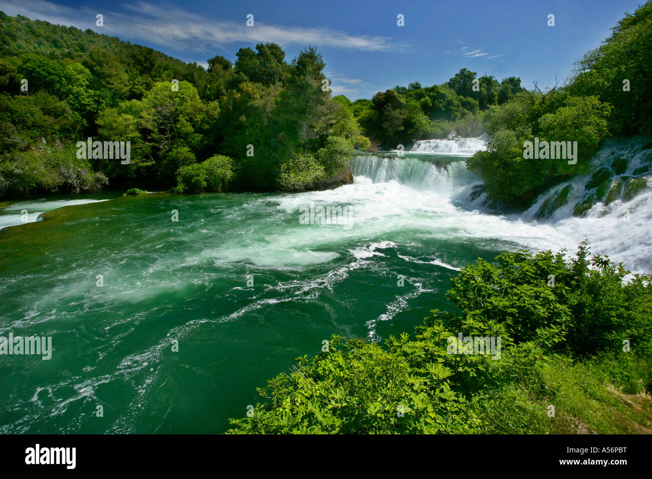 Kaskaden des Skradinski Buk Krka Nationalpark Fernsehreihe Wasserfälle Skradinski Buk Krka Nationalpark Kroatien Stockfoto