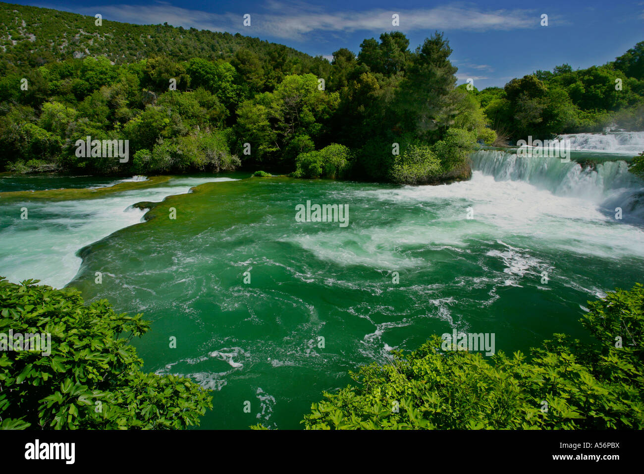 Kaskaden des Skradinski Buk Krka Nationalpark Fernsehreihe Wasserfälle Skradinski Buk Krka Nationalpark Kroatien Stockfoto