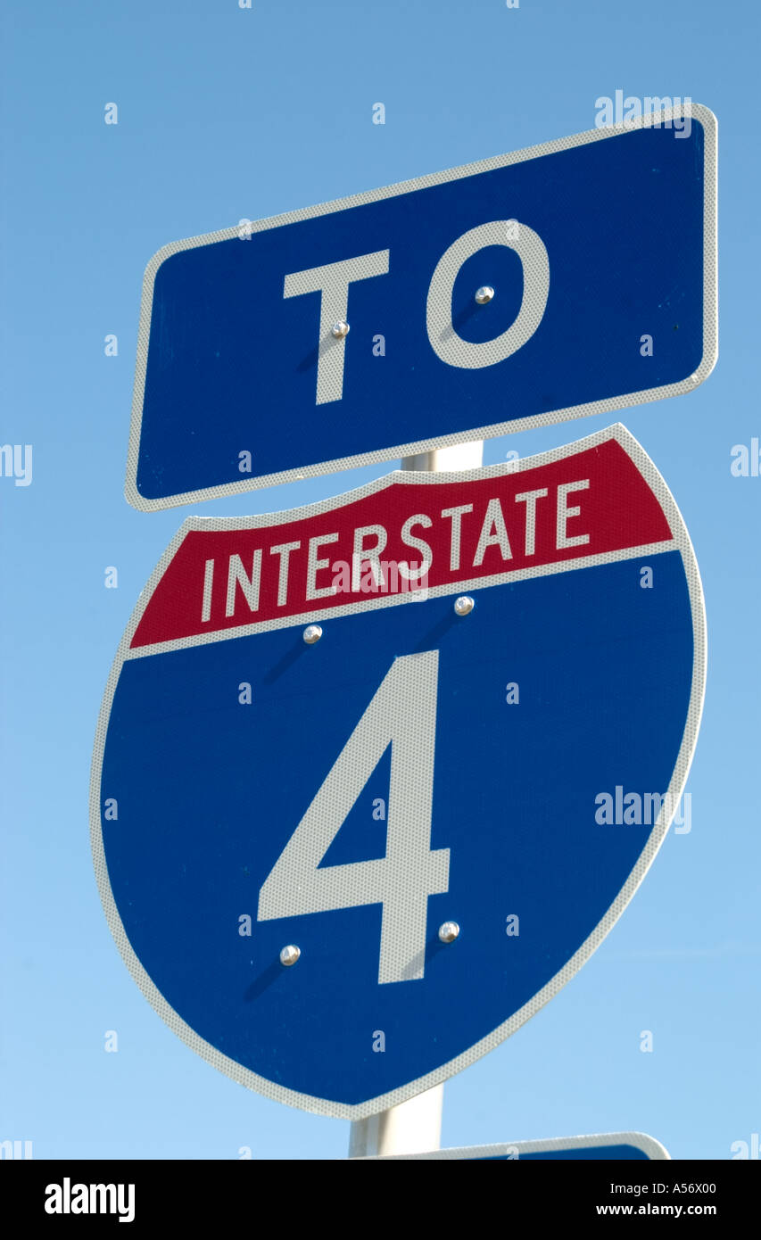 I4 Straßenschild, International Drive, Orlando, Florida USA Stockfoto