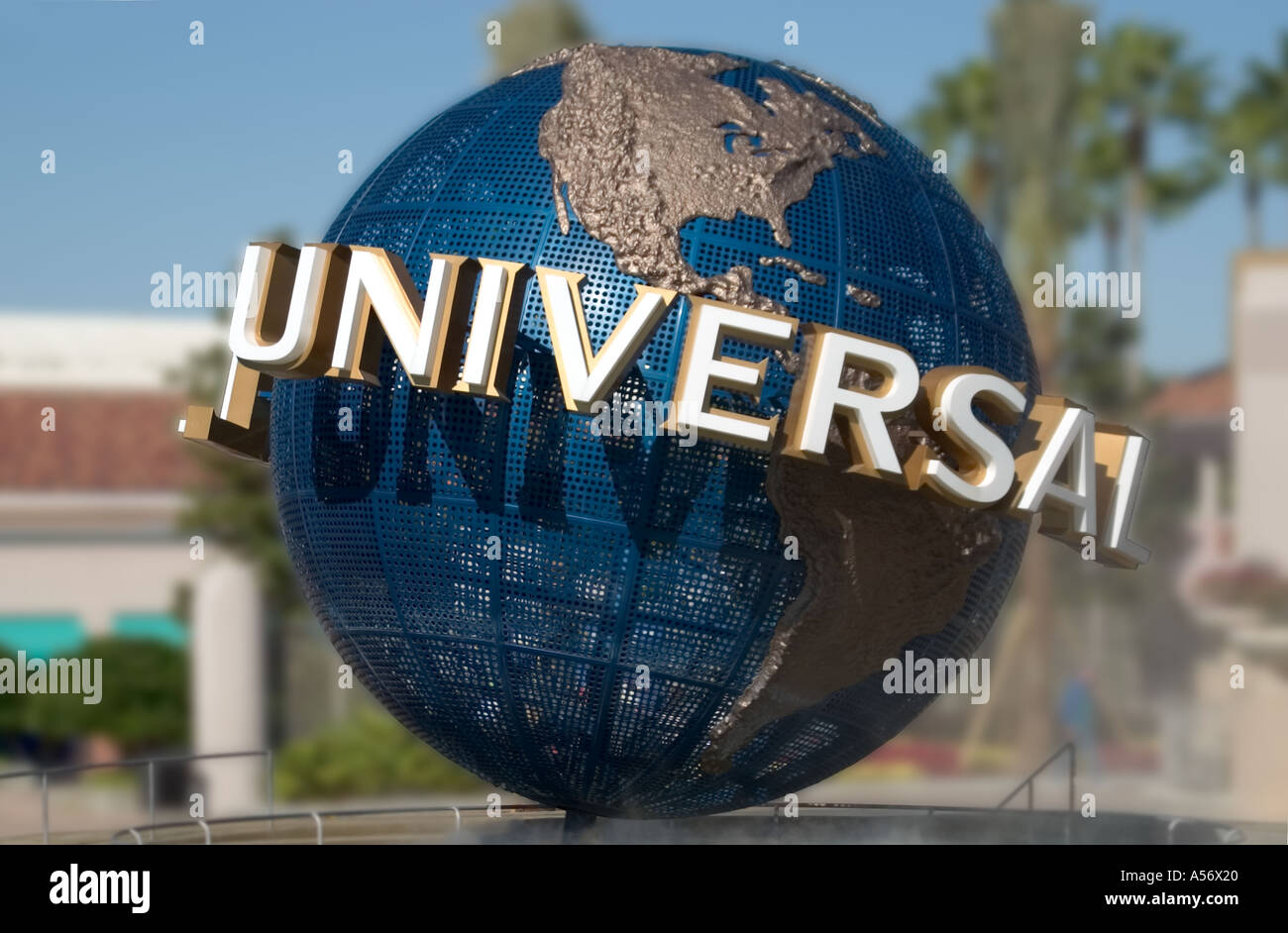 Universelle Globus vor dem Eingang zu den Universal Studios in Orlando, Florida, USA Stockfoto