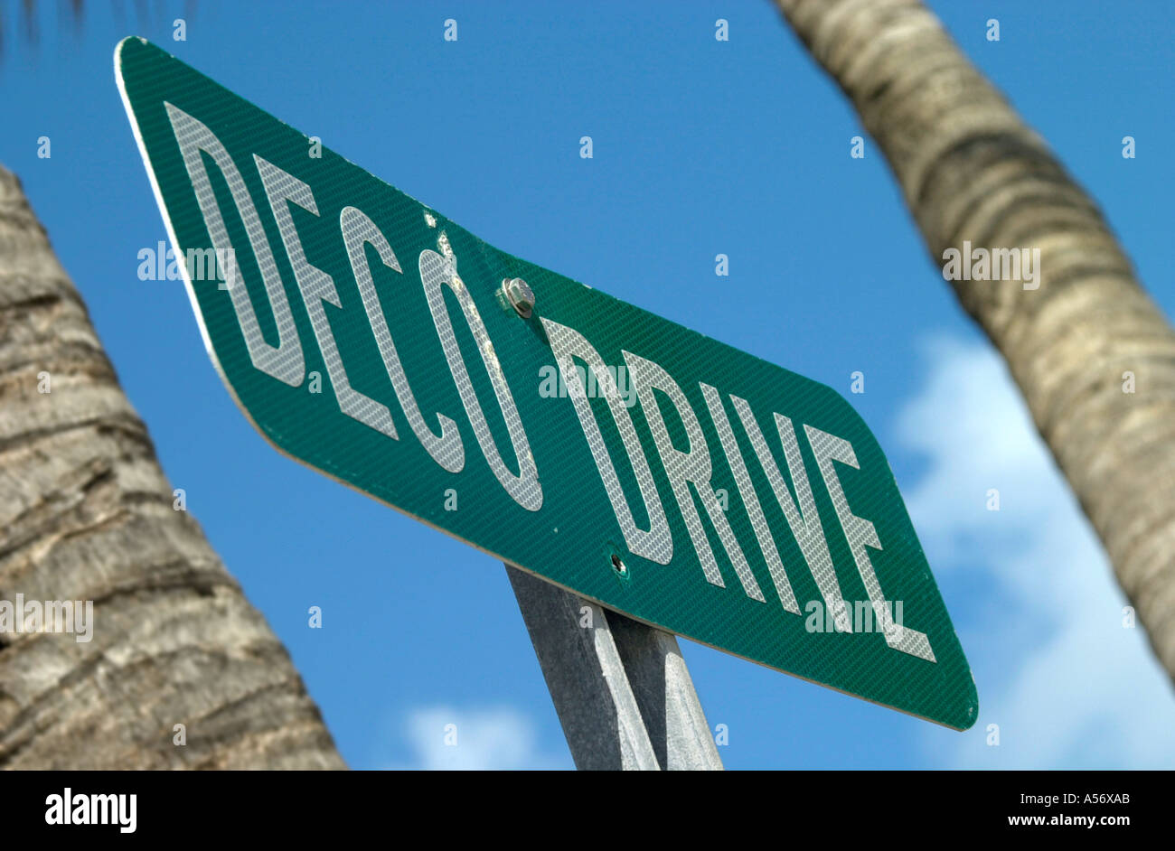 Deco-Drive Road Sign, South Beach, Miami, Florida, USA Stockfoto