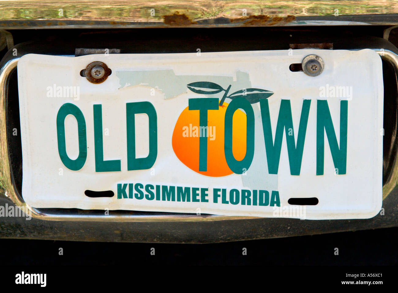 Nummernschild für Altstadt Kissimmee, Orlando, Florida, USA Stockfoto