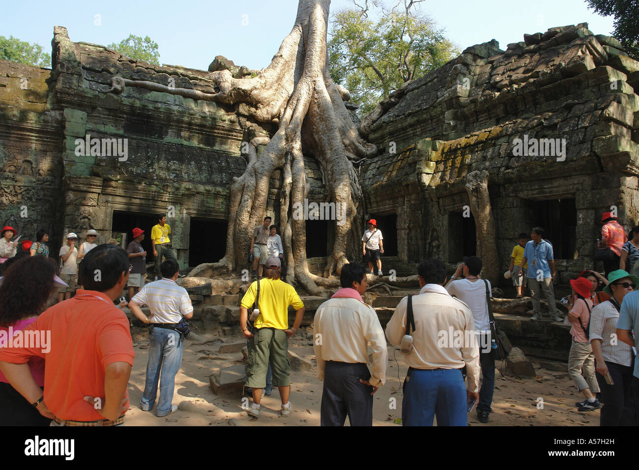 Painet je2277 Kambodscha Touristen ta Prohm Tempel Angkor 2006 Tourismus Architektur Land entwickeln Nation weniger wirtschaftlich Stockfoto