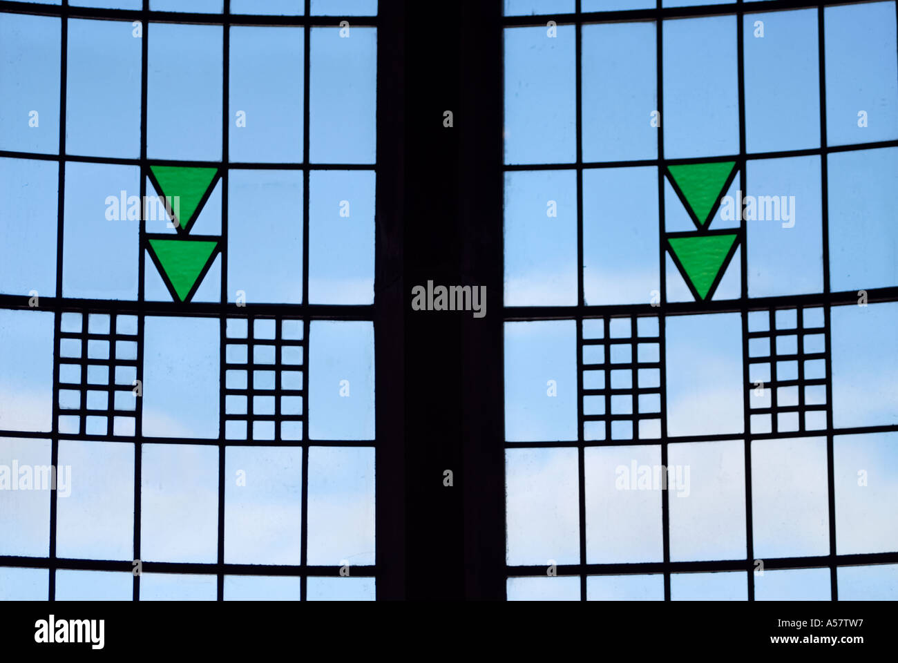 Detail des Jugendstil-Fenster an Schottland Straße Schule Glasgow UK Stockfoto