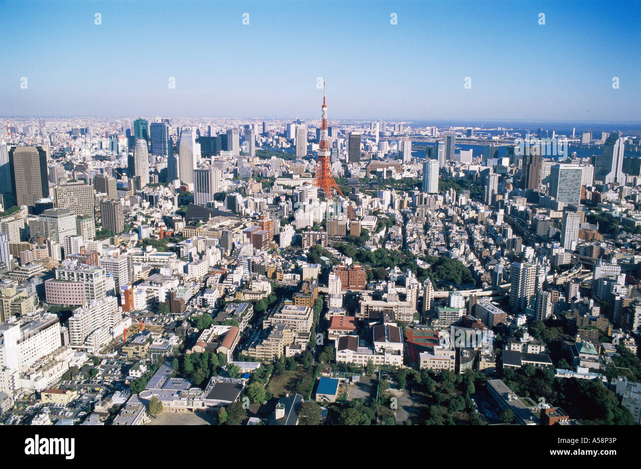 Japan, Tokyo, Tokyo Skyline von Tokyo City Aussichtsturm in Roppongi Hills Stockfoto