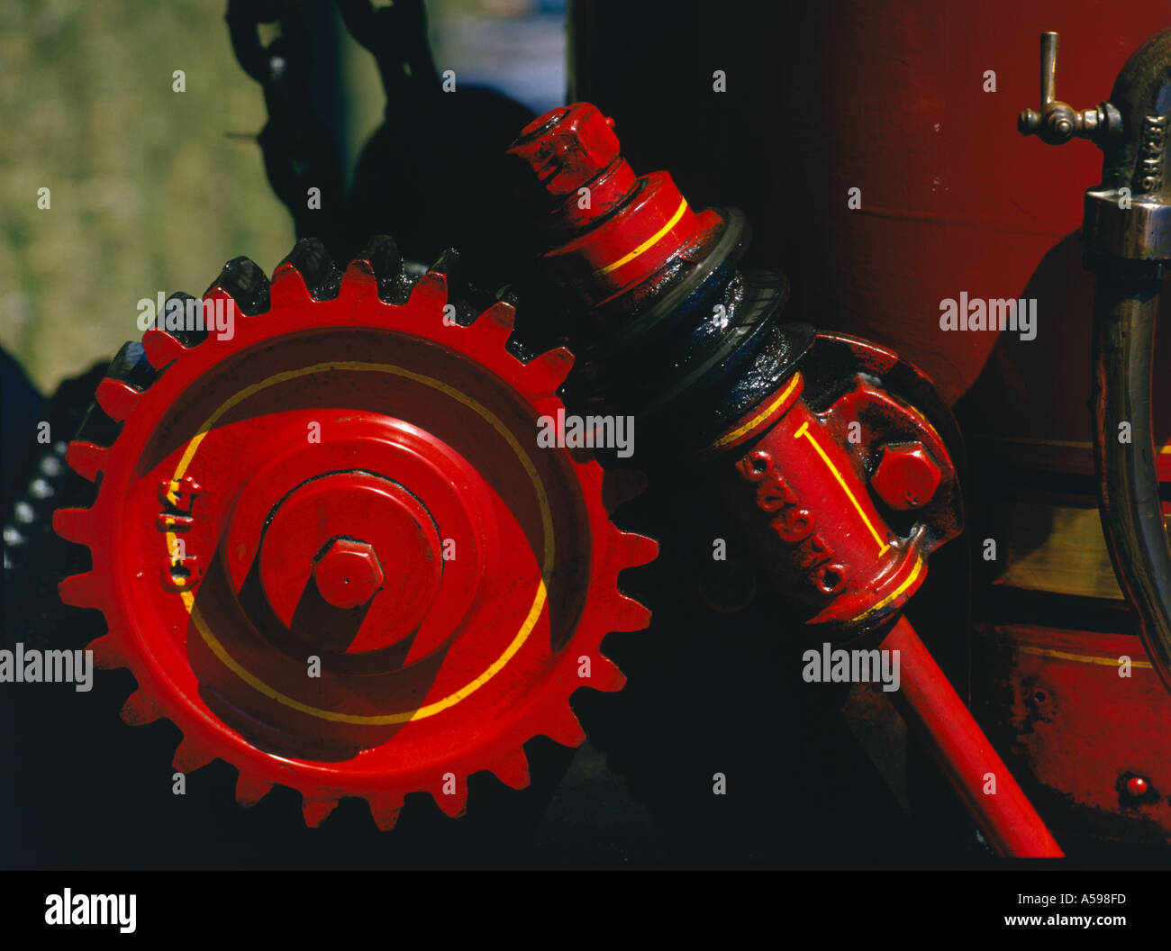 Schnecke und Zahnrad Lenkgetriebe auf Dampftraktor Stockfoto