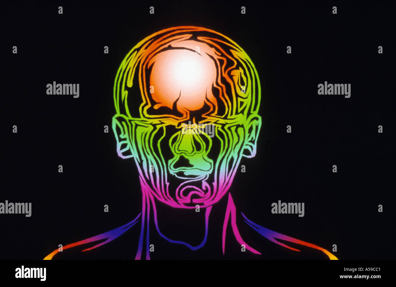 computergenerierte Farbbild des menschlichen Kopfes Stockfoto
