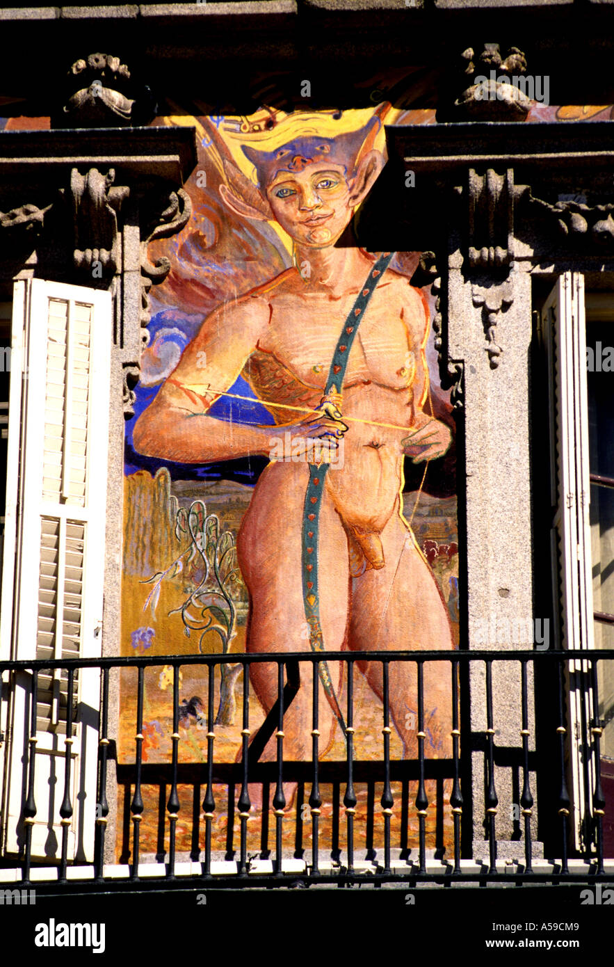 Plaza Mayor Madrid Spanien spanische Malerei Stockfoto