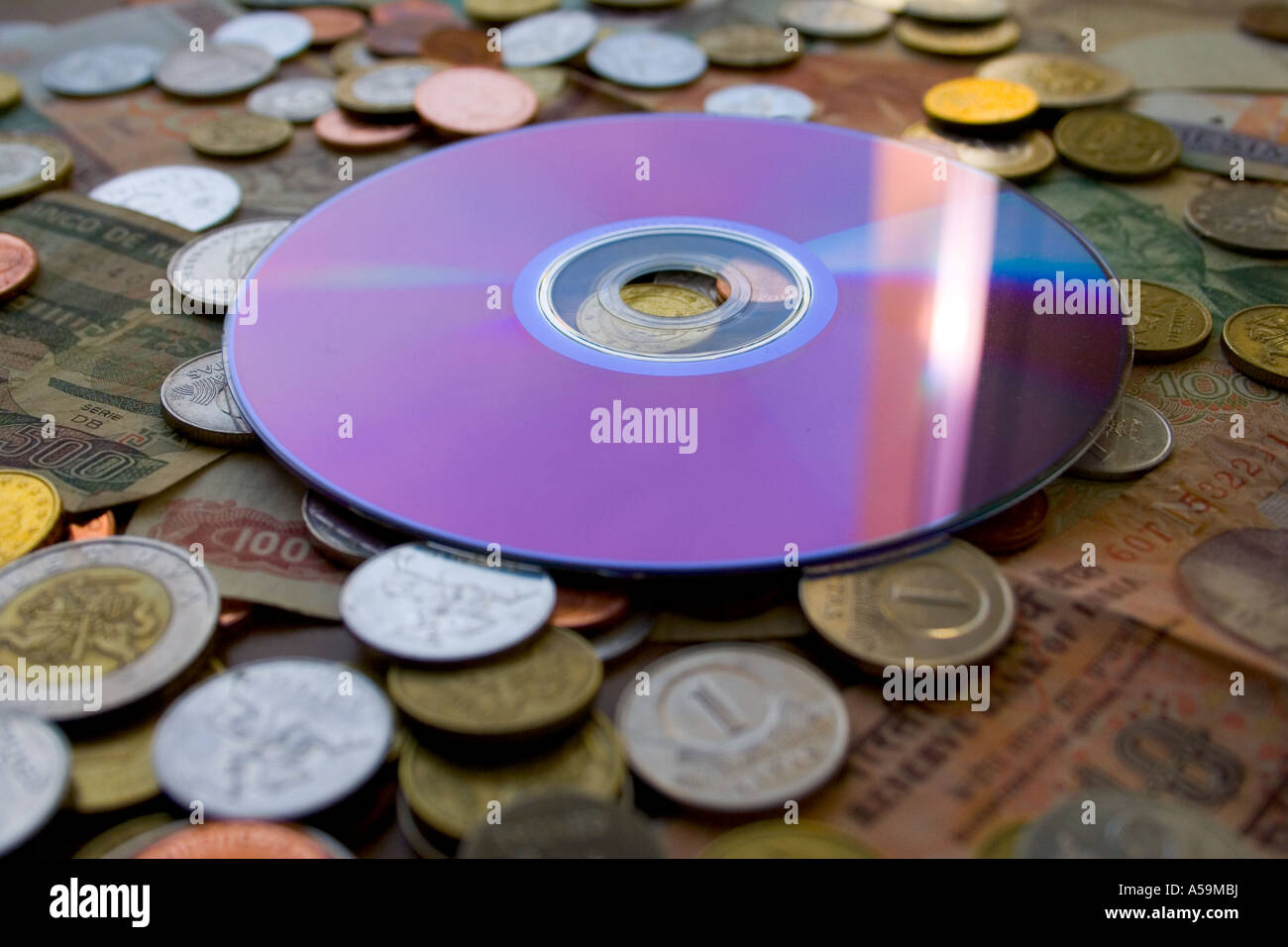 Stillleben mit Münzen Stockfoto